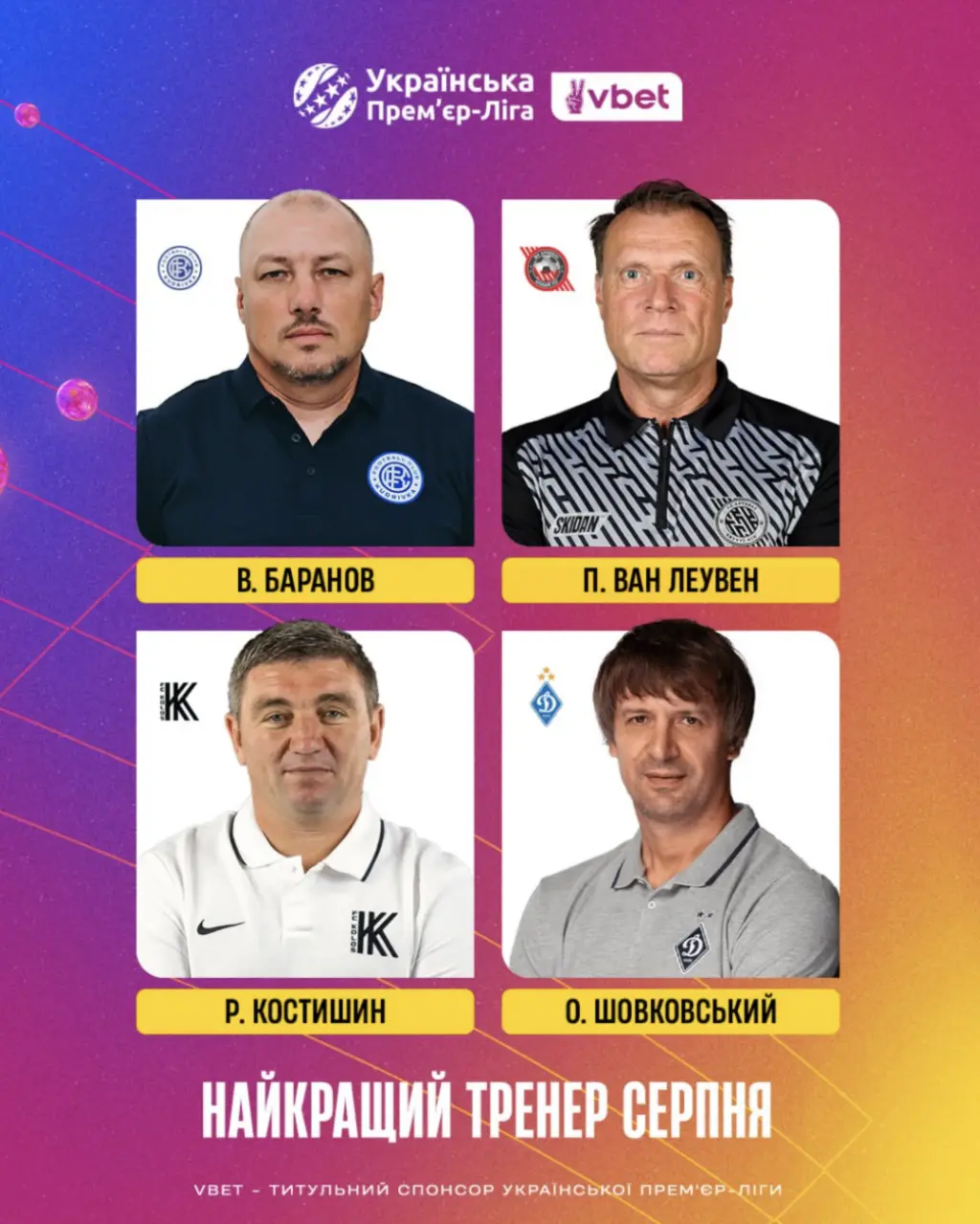 Уболівальників «Динамо» закликають обрати найкращого гравця та тренера серпня