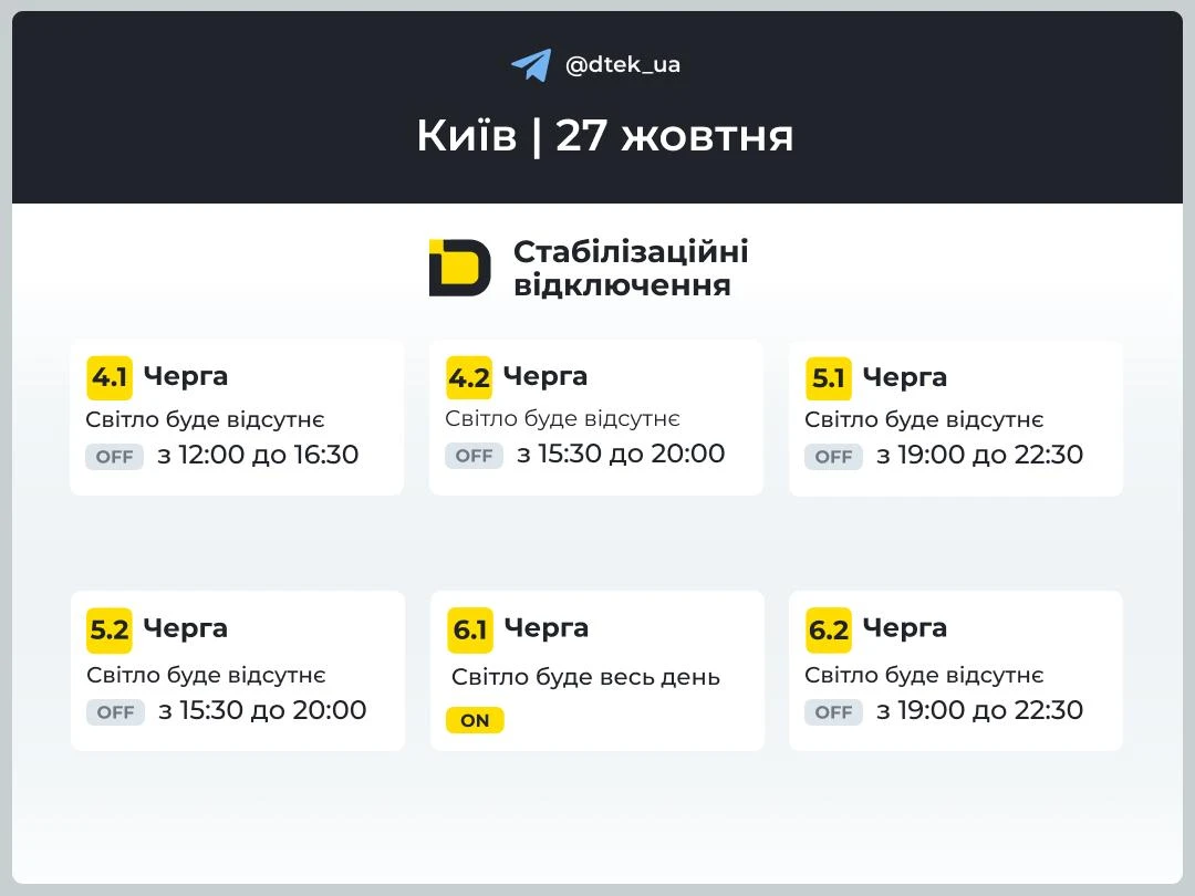 У Києві ввели стабілізаційні відключення електроенергії за командою «Укренерго»