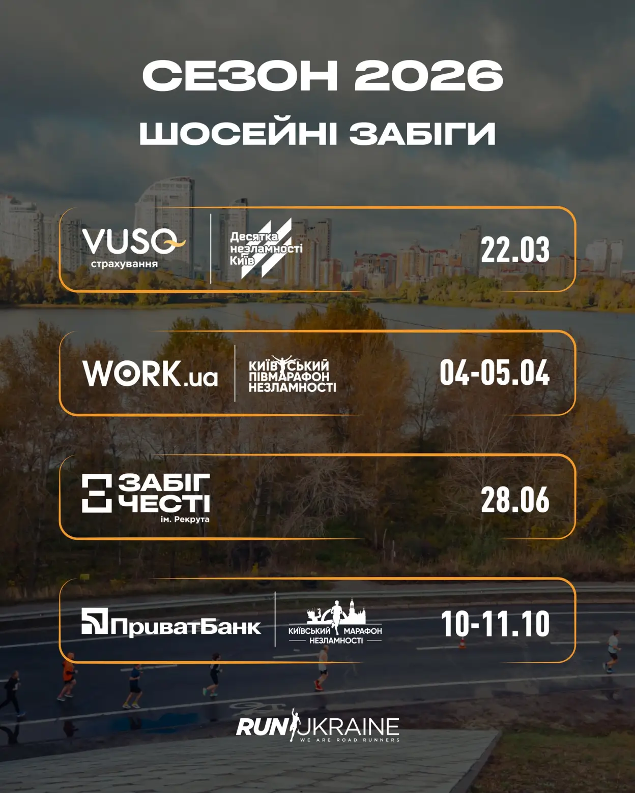 Київ готується до сезону забігів 2026: марафони та півмарафони вже у планах