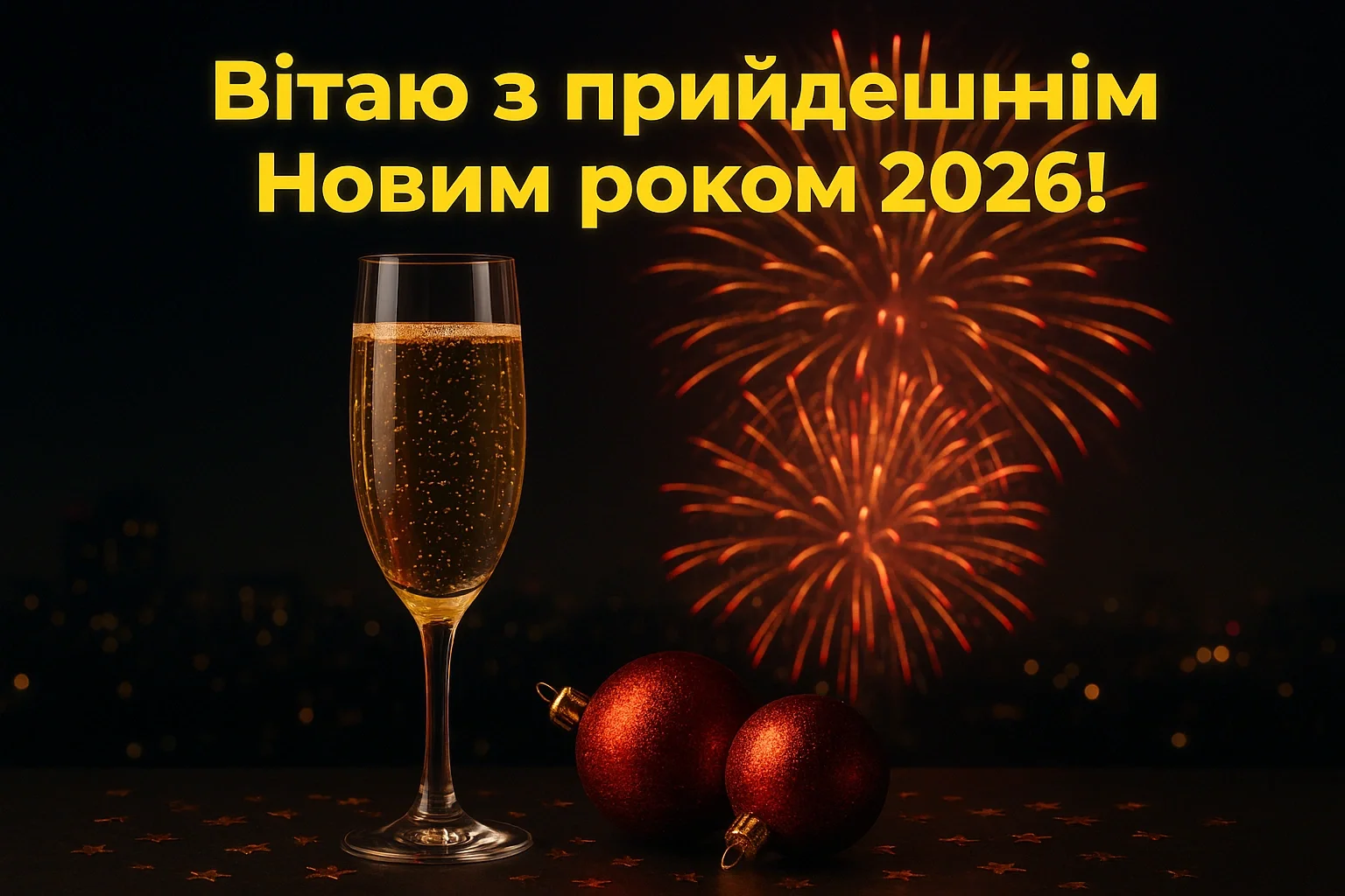 Привітання з прийдешнім новим роком 2026 українською мовою для всіх нагод