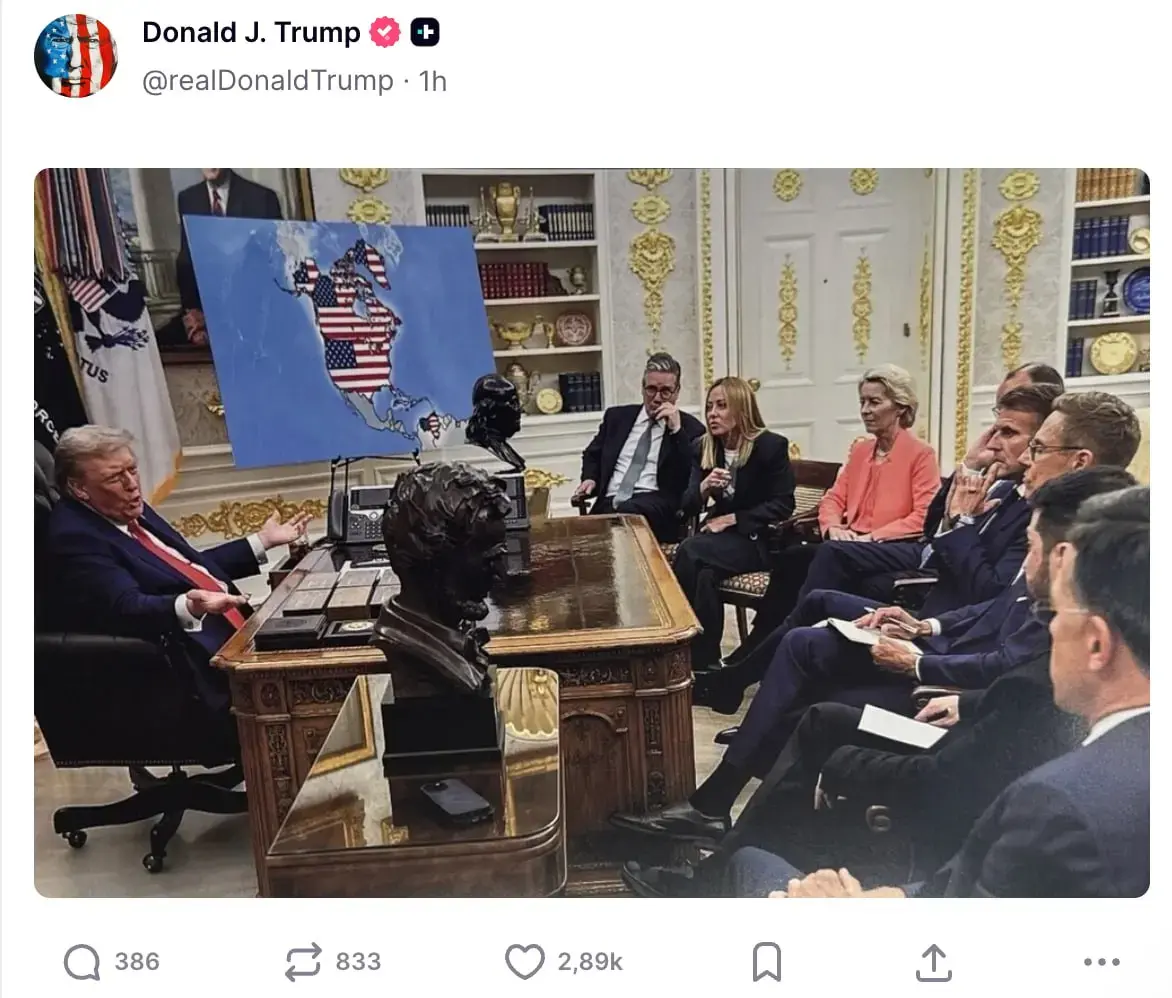 «Це буде цікавий Давос»: Трамп знову заговорив про контроль над Гренландією та висміяв слабкість Європи