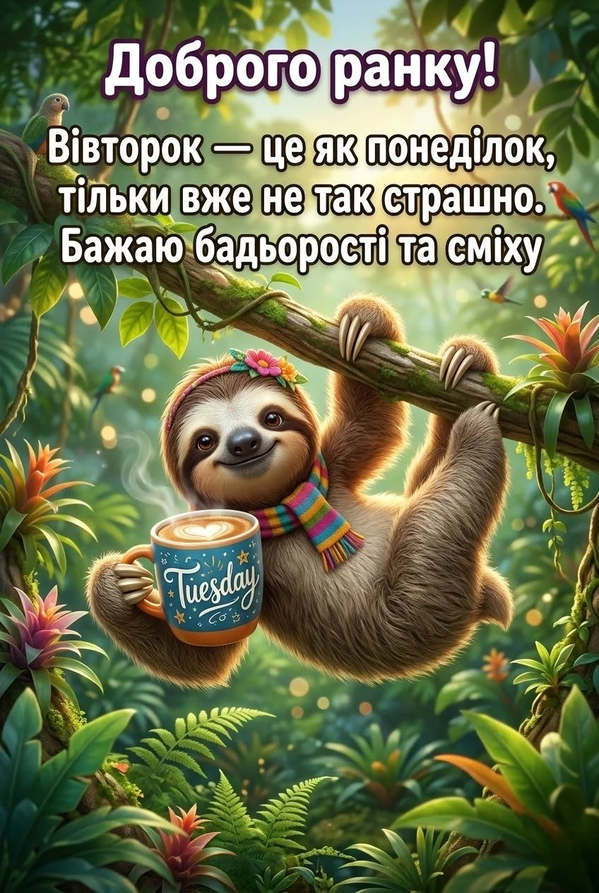 Доброго ранку вівторок: картинки та душевні побажання для гарного настрою