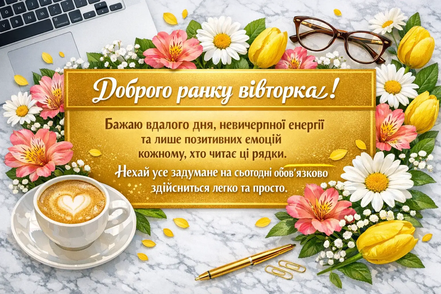Доброго ранку вівторок: картинки та душевні побажання для гарного настрою