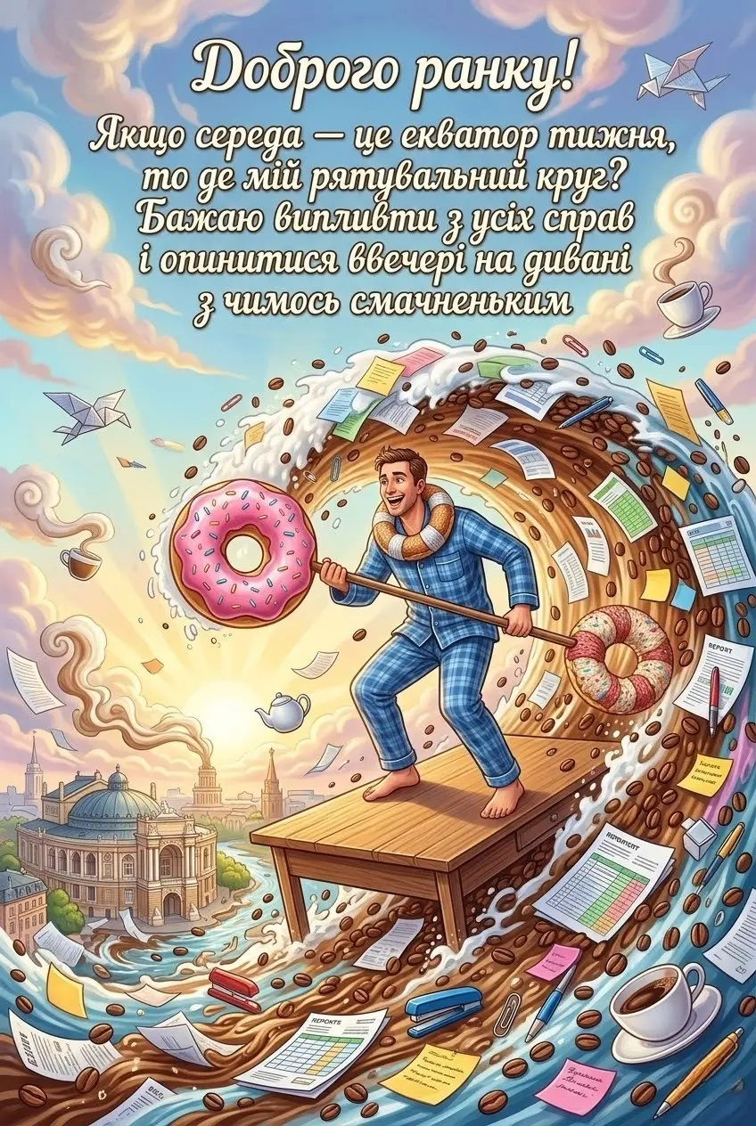 Доброго ранку та гарної середи: картинки, листівки та найтепліші побажання на екватор тижня