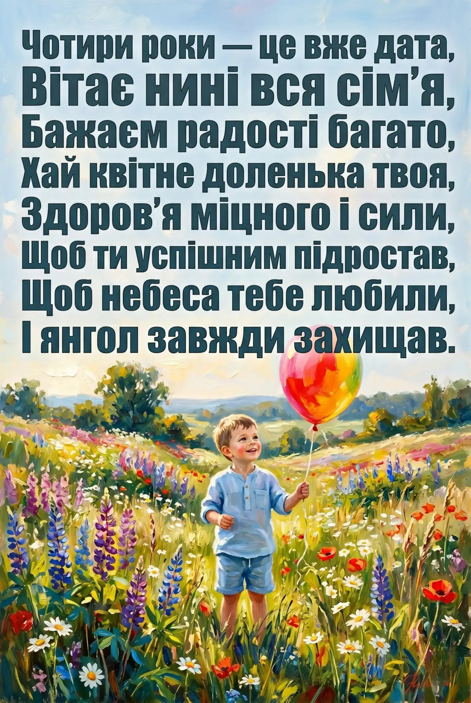 4 роки маленькому герою: найкращі привітання у віршах та своїми словами