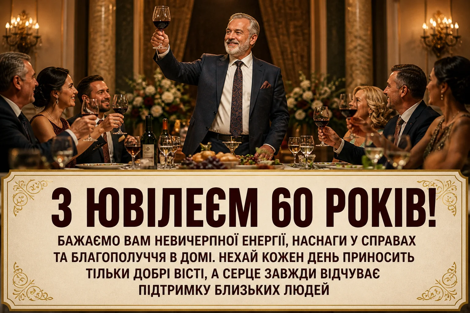 Привітання чоловіку з ювілеєм 60: вірші, проза та слова поваги