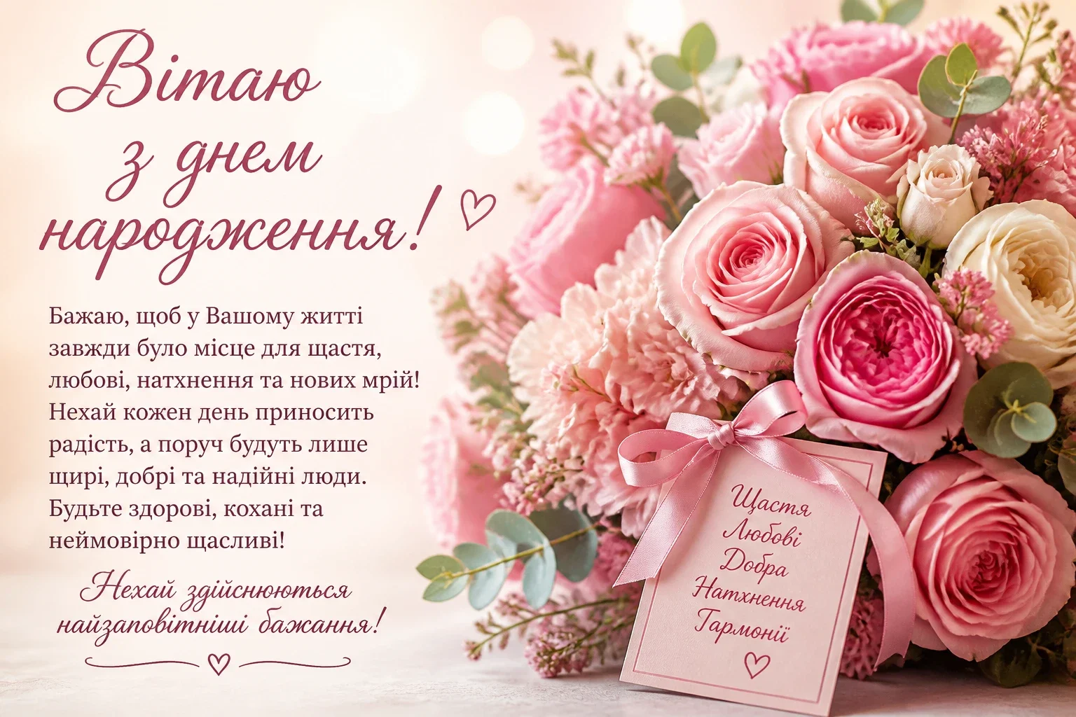 Вітання з днем народження жінці
