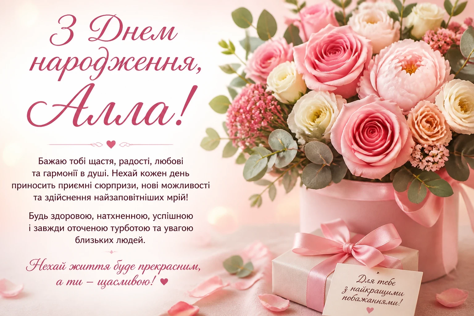 Привітання з днем народження для Алли