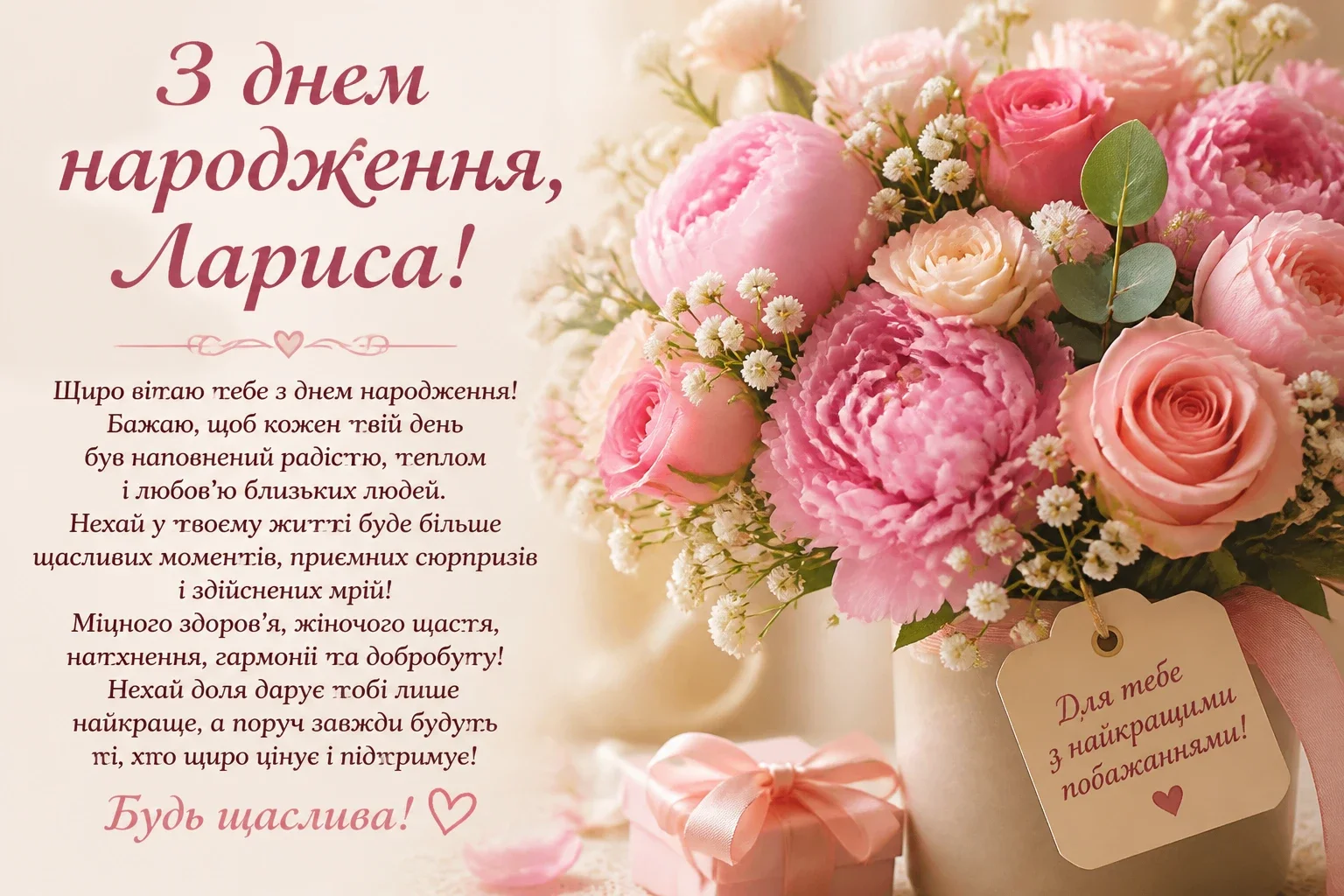 Щирі привітання з днем народження для Лариси