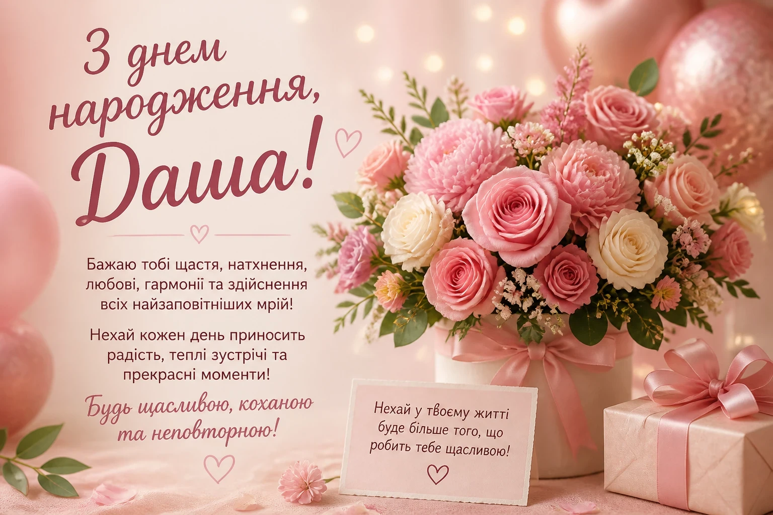 Привітання з днем народження для Даші